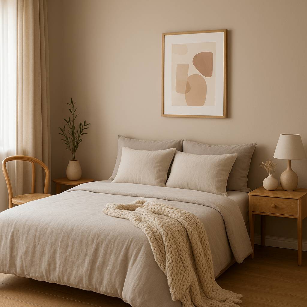 Une chambre tendance grâce aux couleurs douces et au bois - Créer une ambiance douce et apaisante